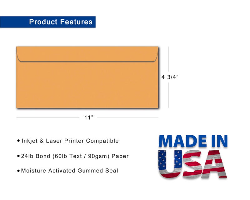 Desktop Publishing Supplies Business Envelopes #12 Size (4 3/4" x 11") - 24lb Bond Golden Kraft - 100 Pack - Image 1
